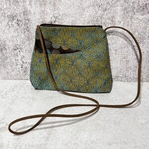 Maruca Handmade Boulder CO Green Floral Jacquard Woven Crossbody Bag Small Purse